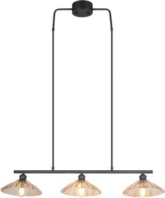 Черно/в кехлибарен цвят метално висящо осветително тяло със стъклен абажур Eluna – Reality