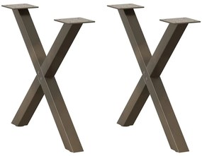 4012899 vidaXL Крака за масичка за кафе, X-образни, 2 бр., естествена стомана, 50 x (42-43) см, стомана