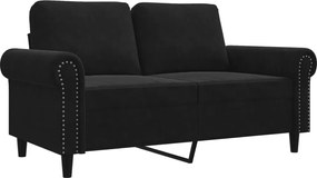 359524 vidaXL 2-местен диван, черен, 120 см, кадифе
