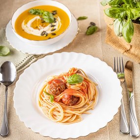 Сервиз за хранене Kinghoff KH 1921, 18 части, За 6 души, Опалово стъкло, Бял/Зластист