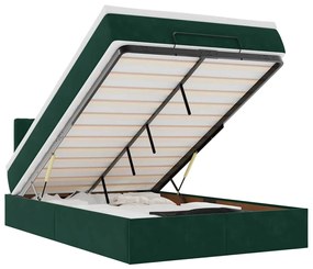 3312683 vidaXL Османска легло с матрак и LED, тъмнозелено, 120x190 см, кадифе