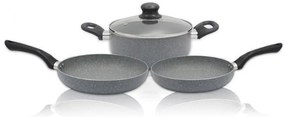 Комплект тигани и тенджера SAPIR Marble Cook SP 1318 CS4B, 4 части, Мраморно покритие, Сив