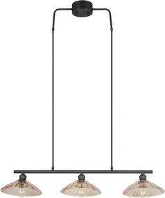 Черно/в кехлибарен цвят метално висящо осветително тяло със стъклен абажур Eluna – Reality