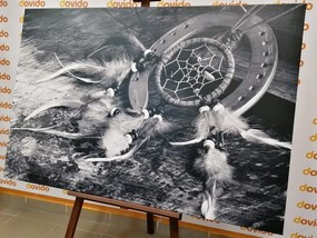 Картина на платно – Ловец на сънища в черно-бял вариант