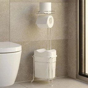 Стояща поставка за тоалетна хартия TEKNO TEL MG-098WK , с кошче , хром-бяло