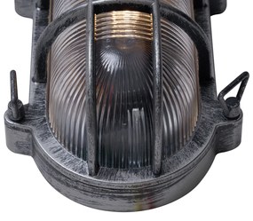 Външна стенна лампа сребриста овална IP44 - Noutica