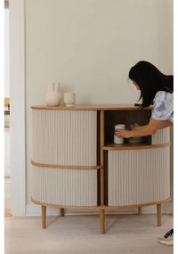 Шкафче от дъбов декор с плъзгащи се врати в бежов и естествен цвят 120x100x50 cm Audacious – UMAGE