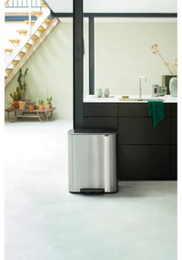 Кош за боклук Brabantia Bo Pedal 1003192, 2x30 л, Плавно затваряне, Противоплъзгаща основа, Устойчив на пръстови отпечатъци, Инокс/мат