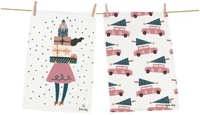 Памучни кърпи с коледен мотив в комплект от 2 броя 50x70 cm - Butter Kings