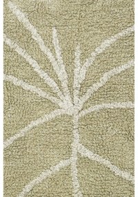 Ръчно изработен памучен детски килим подходящ за пране в цвят каки 75x100 cm Mini Monstera Olive – Lorena Canals