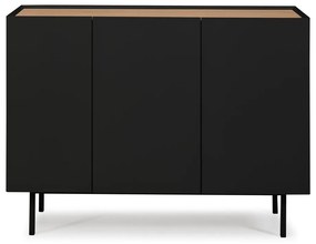 Черен/естествен нисък скрин от декор от дъб 110x85 cm Arista – Teulat