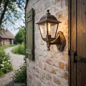 Антична стенна лампа златиста IP44 с детектор за движение - Capital