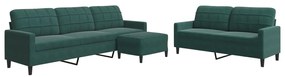 3278483 vidaXL Комплект дивани от 3 части с възглавници, тъмнозелен, кадифе