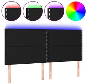 3122308 vidaXL LED горна табла за легло, черна, 200x5x118/128 см, плат