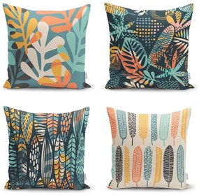 Комплект от 4 калъфки за възглавници Colorful Leaves, 43 x 43 cm - Minimalist Cushion Covers