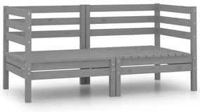 3082389 vidaXL Градински 2-местен диван, сив, борово дърво масив