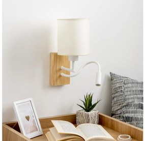 Brilagi - LED Гъвкав аплик NUBILA WOOD 1xE27/25W/230V + LED/3W дъб/бял/кремав