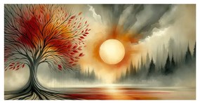 Картина на платно – Есенно дърво на живота край езеро