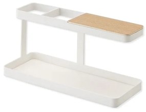 Бяла многофункционална стойка с детайли от букова дървесина за бюро Tower - YAMAZAKI