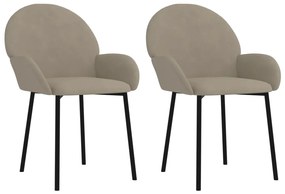 344763 vidaXL Трапезни столове, 2 бр, светлосиви, кадифе