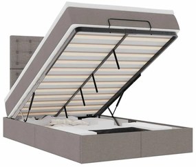 3314159 vidaXL Османска легло с матрак и LED, таупе, 120x190 см, плат