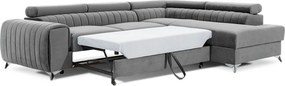 Сив кадифен разтегателен ъглов диван с място за съхранение (десен ъгъл L форма) Laurence – ELTAP