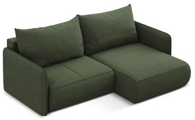 Зелен разтегателен ъглов диван с място за съхранение (десен ъгъл) Nanea – Makamii