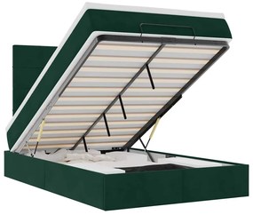 3314315 vidaXL Османска легло с матраци и LED, тъмнозелено, 120x200 см, кадифе