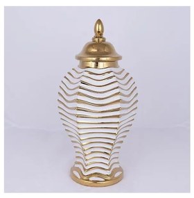 Керамичен буркан 42,2x21,1 см златист/бял
