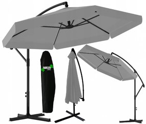 Сив градински чадър с LED светлина 3 м