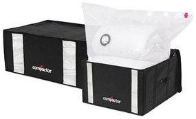 Вакуумни подсилени текстилни кутии за съхранение на дрехи в комплект от 2 бр. 50x65x27 cm Black Edition – Compactor