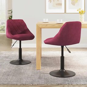 335333 vidaXL Въртящи трапезни столове, 2 бр, виненочервени, кадифе