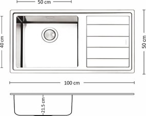 Leks MEGA BB 100.1 R/L TI Кухненска мивка за вграждане