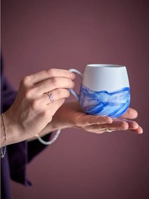 Бели/сини глинени чаши в комплект от 4 бр. 250 ml Lyre – Bloomingville