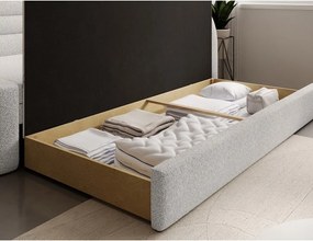 Кремав разтегателен диван с място за съхранение от букле десен ъгъл 223 cm Fabillo – ELTAP