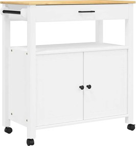 376108 vidaXL Кухненска количка "MONZA" 84x40x88,5 см борово дърво масив