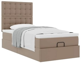 3312980 vidaXL Османска легло с матрак, капучино, 90x190 см, изкуствена кожа