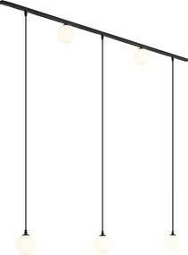 Модерна релсова осветителна система черна с 2 прожектора и 3 висящи лампи 1-фазна - Slimline Eira