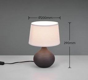 Тъмнокафява настолна лампа от керамика и плат, височина 29 cm Martin - Reality