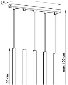 Черна висяща лампа , дължина 45 cm Fideus - Sollux