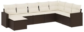 3219353 vidaXL Градински комплект с възглавници, 8 части, кафяв, полиратан