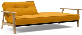 Оранжев разтегателен диван с дървени подлакътници Splitback - Innovation