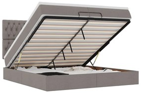3314118 vidaXL Османска легло с матрак и LED, таупе, 200x200 см, плат