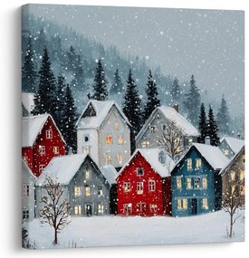 Картина на платно Коледна – Зимна приказка в планината