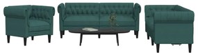 3209195 vidaXL Комплект дивани от 3 части, тъмнозелен, текстил