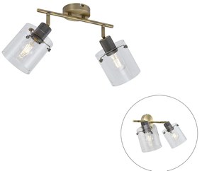 Дизайнерски плафон бронз с прозрачно стъкло 2 светлини - Domo