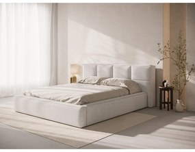 Светлосиво двойно легло 180x200 cm тапицирано с място за съхранение с включена подматрачна рамка Simon Darren – Micadoni