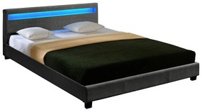Съвременно тапицирано двойно легло с LED осветление - 140 x  200 см