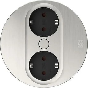 BACHMANN Модул TWIST 2 КРЪГЪЛ с 2х Шуко, с кабел 2м, цвят Инокс, - B946.000