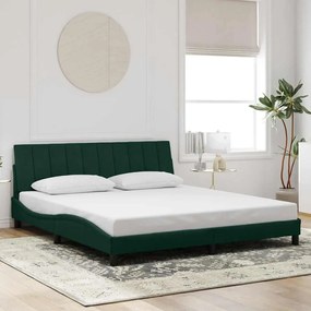 3207864 vidaXL Рамка за легло без матрак Hanko, тъмнозелена, 180x200 см, кадифе